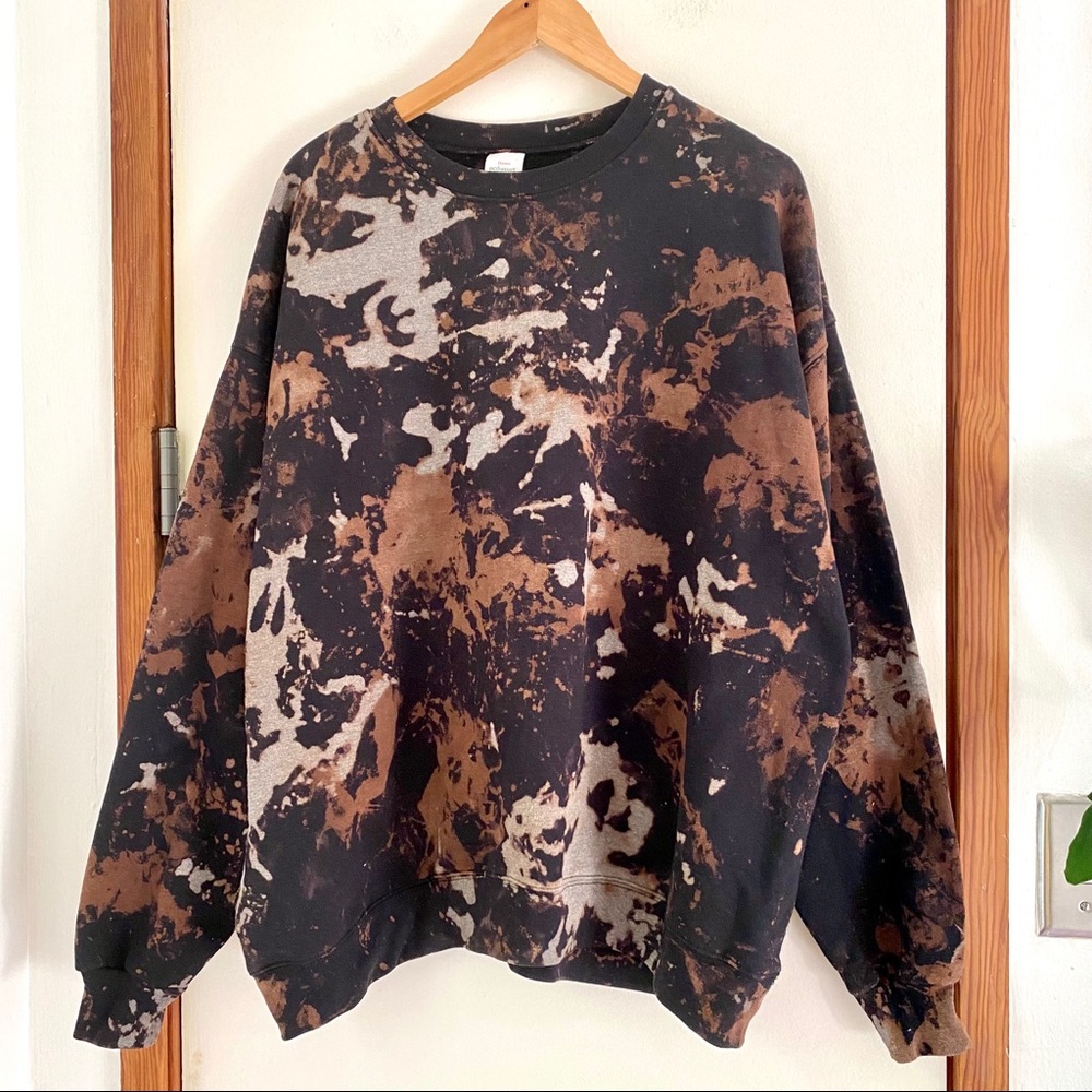 Black tie dye reverse bleach sweatshirt